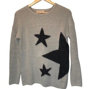 Philosophy Republic Clothing Gray Tinsel Sparkle Star Knit Sweater XS MSRP $78